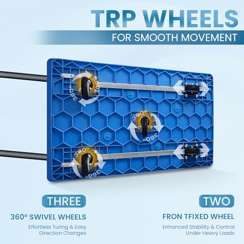 Image of Robustt 500 Kg Heavy-Duty Foldable Platform Trolley (Blue) | Plastic Hand Truck with 360 Rotating Wheels & Cushioned Grip | Material Handling Cart for Home, Office, Warehouse & Industrial Use