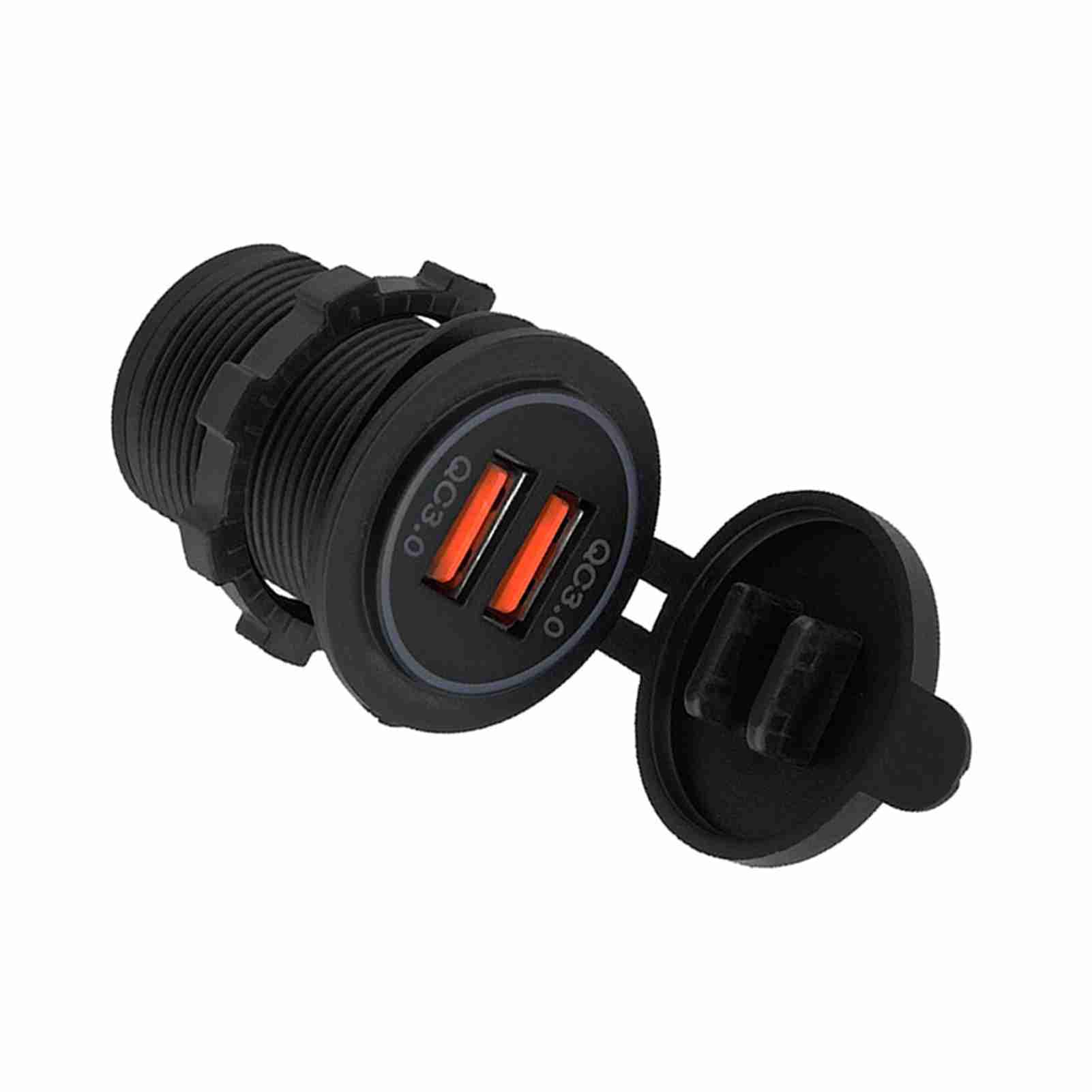 Haofy Motorcycle Charger Dual QC3.0 Quick Charge Dual USB Charger Socket Power with ABS Cover for 12 to 24V Vehicles