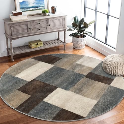 Tapete decorativo superior interior redondo 8' gris miniatura 1