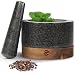 Produktbild ECENCE Mörser mit Stößel Set aus Granit & Holz Ø15,5cm Küchenmörser Gewürzmörser massiv für perfektes Mahl-Ergebnis Großer Steinmörser Mortar and Pestle Granit & Akazienholz