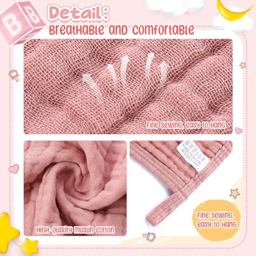 Image of Breling 12 Pcs Muslin Hooded Baby Bath Towel Set, Pink Series