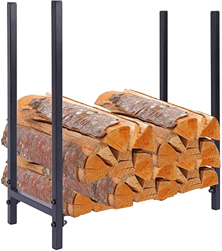 SDdPulse Chimenea al aire libre estante para leña tienda de troncos soporte de troncos de alta resistencia para chimenea interior exterior organizador apilador de madera de metal fácilmente extraíble