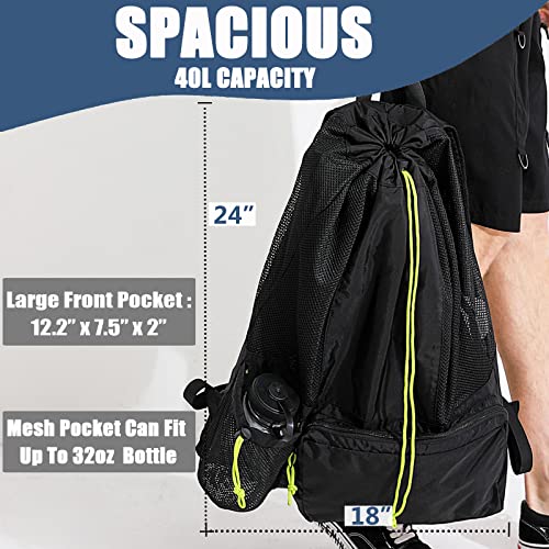 Swim Bags For Swimmers, Large Beach Backpack With Padded Straps, 40L Mesh Swim Backpack, Durable Swimming Bag With 4 Pockets And A Name Tag, Sturdy Swim Gear Bag For Men, Women, Snorkel Gear, Sports #TOP6