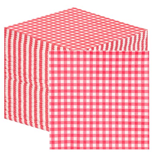Talking Tables 100 x Serviettes en papier Vichy à carreaux rouges et blancs, anniversaire,...