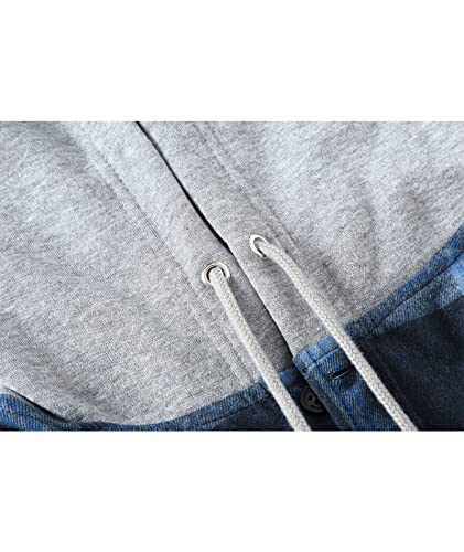 Image of SCODI Mens Flannel Hoodie Shirt Casual Button Down Plaid Long Sleeve Shirts