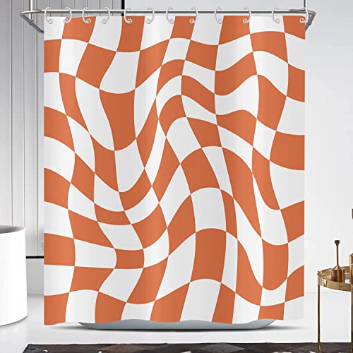 Rideau de douche orange esthétique hippie chic en polyester de qualité supérieure durable - 3