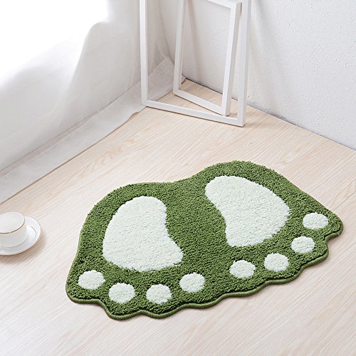 ele ELEOPTION Alfombra de baño Antideslizante, Alfombrillas de baño de Secado rápido y pies Lindos, Absorbente de Agua Suave y cómoda Antideslizante para Dormitorio, Cocina, Pasillo, 67x48CM, Verde