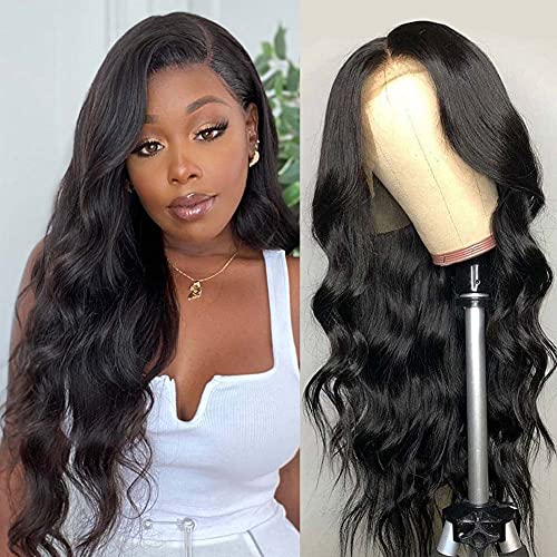 Body Wave Lace Front Wigs Human Hair, 13x4 Lace Frontal Human Hair Wigs for Black Women, 150% Density Brazilian Virgin Human Hair Wig Pre-Plucked with Baby Hair Natural Color (24 Inch)