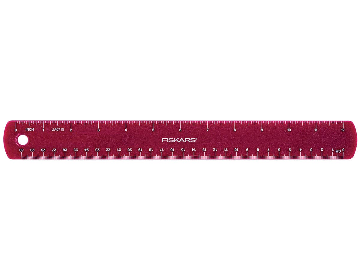 Fiskars Linijka dziecięca z brokatowym motywem, Długość: 30 cm, Różowa, 1023921