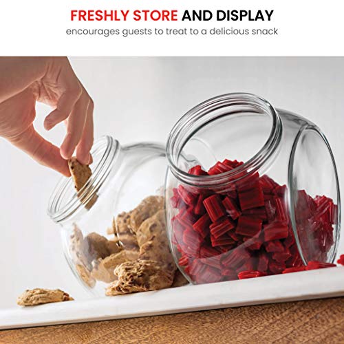 Bormioli Rocco Pandora Glass Candy Jar 75½-Ounce Cookie Jar (2 Pack) With Plastic Airtight Seal Lid 2-Way Display, Bulk-Food Storage Jar For Snacks, Dry Food, Jelly Beans Canister, Apothecary Jars. #TOP2