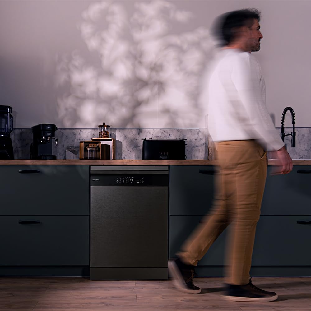 Cecotec Lavastoviglie 60 cm Bolero Aguazero 6800 Dark A, 14 posate, Basso consumo, Motore inverter plus duo, 8 programmi, Lavaggio automatico, Pulizia a vapore, Pulizia interna e mezzo carico