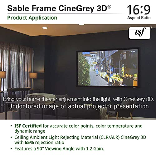 Image of Elite Screens 135-Inch ALR Projector Screen 16:9 - Ceiling & Ambient Light Rejecting, Fixed Frame Wall Mounted, ISF-Certified CineGrey 3D for Home Theater, Standard Throw Projectors, ER135DHD3
