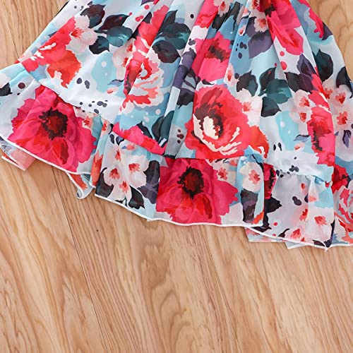 Image of Floral Digital Printed Girls Midi /Knee Length Kids Dress