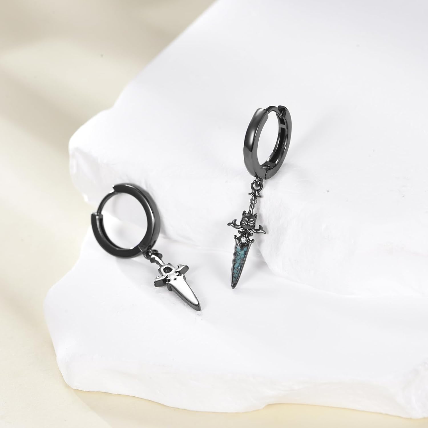 Sword Earrings Sterling Silver Sword Turquoise Dangle Earrings Punk Jewelry Gifts for Men Women - Image 6