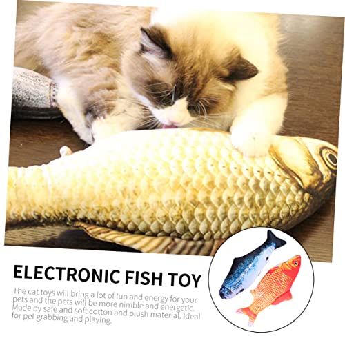 jojofuny 2pcs Teaser Plush Kids Fish Kitten Children Pillow Realistic Flopping Electric Kid Exercise