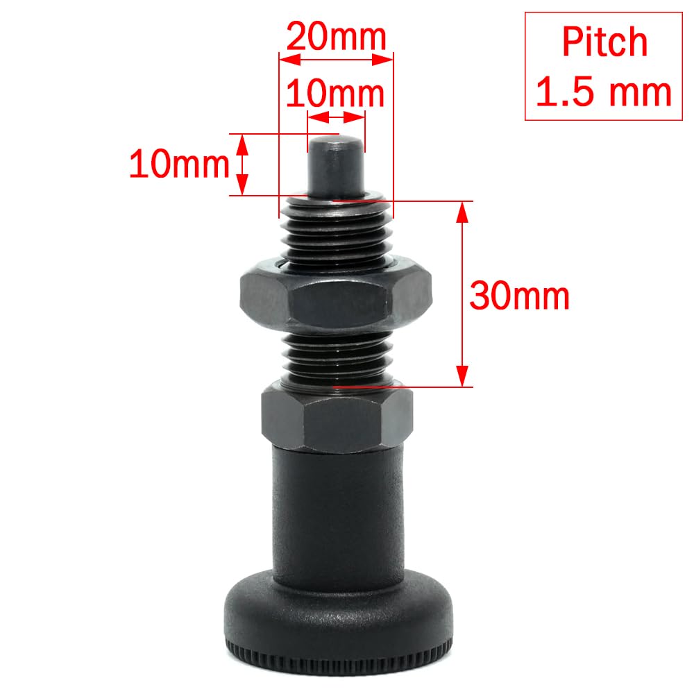 AUZHU- PTK - Metric- Steel Indexing plungers Locking plungers Without Rest Position Spring plungers Locating plungers Dowels Positioning Elements Safety pins Wheel Bolts Size: M20 mm - Pitch 1.5 mm
