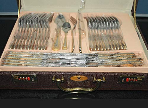 KIT TALHERES DE LUXO 84 PEÇAS - BANHO OURO 24K - LUXUOSO
