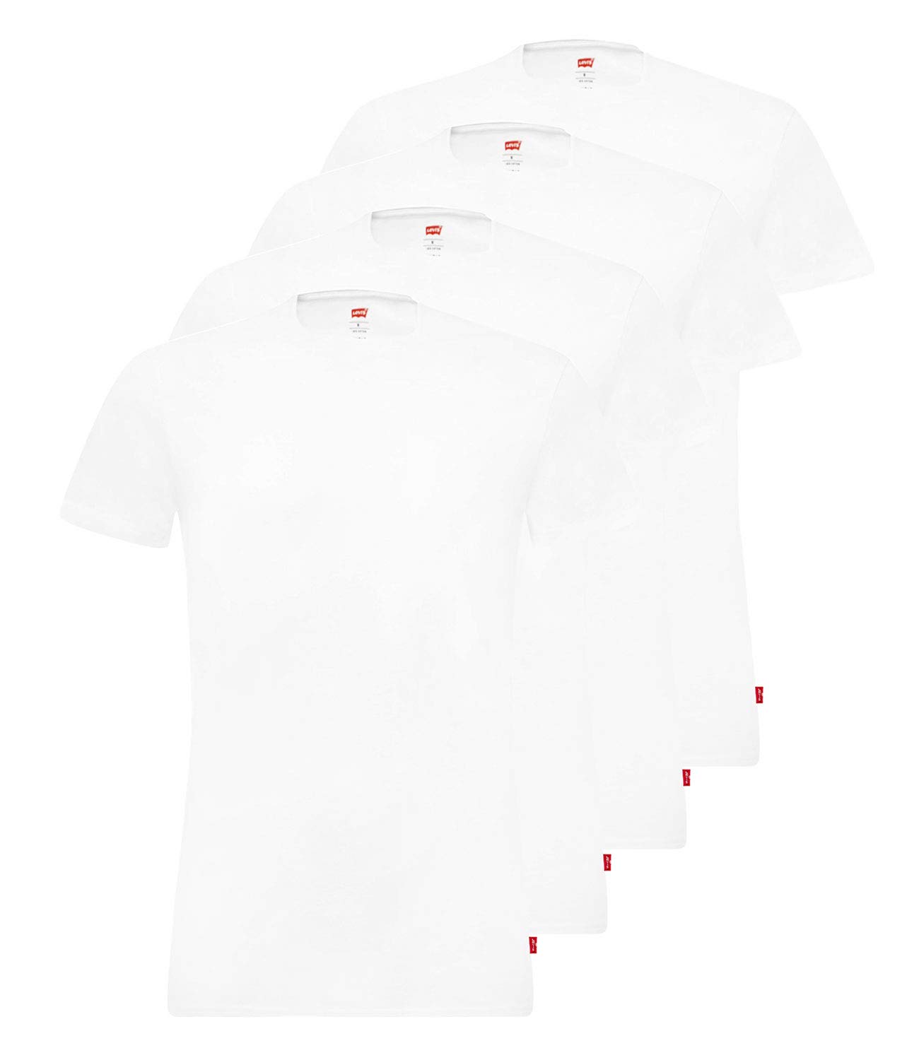 Levi's Pack de 4 camisetas Levis Solid Crew para hombre, cuello redondo, algodón elástico