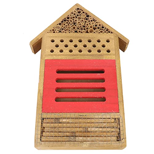 Wooden Bee House for Garden Shelter Solitary Bee Nesting Box Outdoor Decor