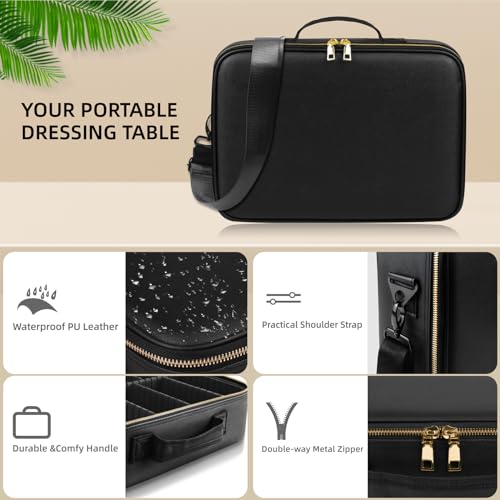 Jjhxr HD902-BLACK 15''X11'' Large Capacity Makeup Bag With Led Mirror thumb #6