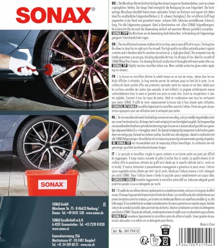 SONAX Microfaser FelgenBürste (1 Stück) zur kratzfreien, schonenden und unterstützenden Felgenreinigung von Stahlfelgen, Alufelgen und Chromfelgen | Art-Nr. 04179410