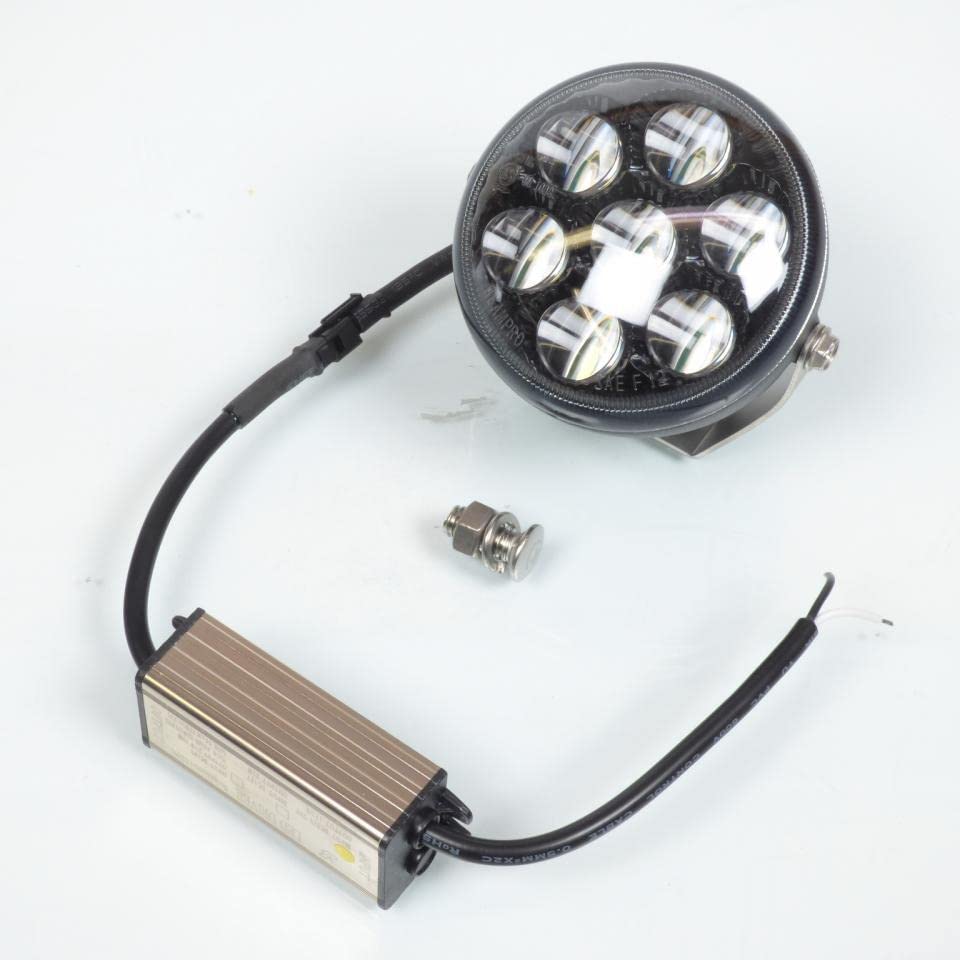 Projecteur phare additionnel rond LED 12V 21W compatible avec moto Quad Buggy Bobber Café Racer