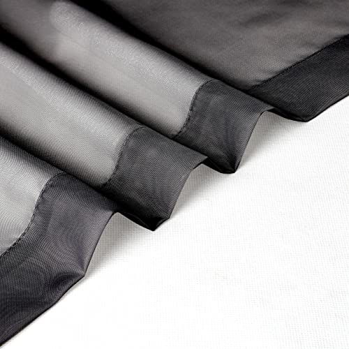 Image of Chyhomenyc Black Sheer Valances for Windows 2 Pack, 42W x 14L Inches Small Window Curtains for Living Room Bathroom Cafe Laundry Basement, Elegant Top Dual Rod Pocket Voile Curtain
