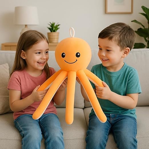 Image of Yellow Octopus Plush Soft Toy for Kids - 30cm Stuffed Animal | Cute & Cuddly Sea Animal Toy for Boys & Girls | Birthday Gift