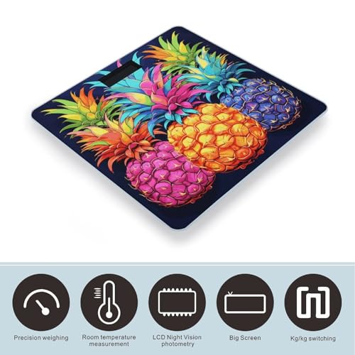 Báscula de baño digital Colorful Pineapple vidrio templado 400lb miniatura 3