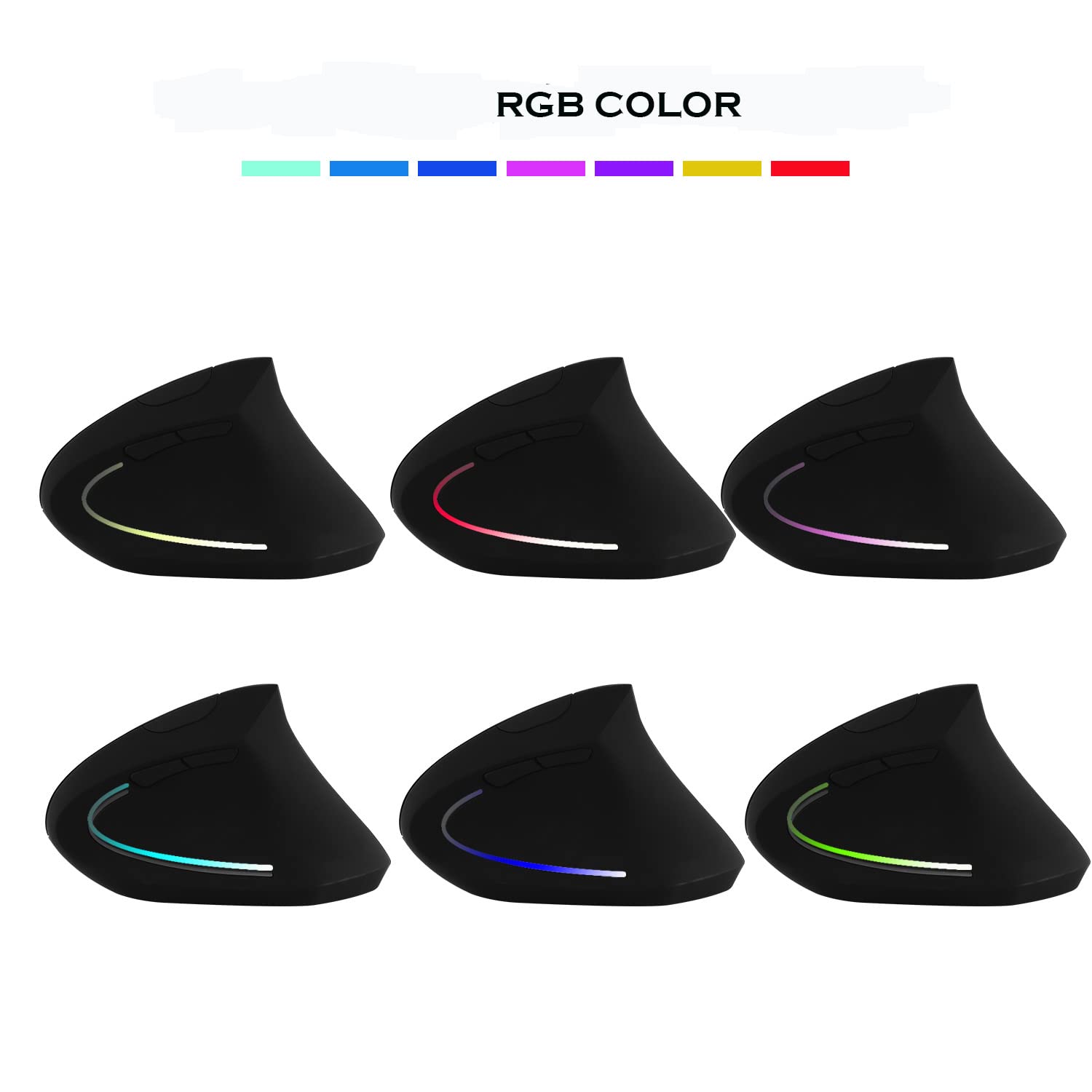 Ratón vertical inalámbrico ergonómico negro de alta precisión Ergo óptico 2.4G inalámbrico ligero ratones para juegos con 3 DPI800/1200/1600 ajustables para PC/portátil/escritorio/Mac 6 botones