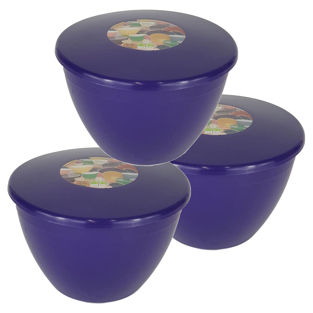 Just Pudding Basins Pack of 3 Plastic Pudding Basins Medium to Large Sized Purple Food Safe Steaming Bowls and Lids (1.5 Pint Medium) — image 1