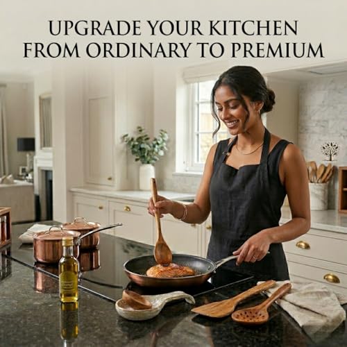 Image of Wooden Spatualas & Ladles Set of 6 | Sheesham Wood Utensils for Cooking | Non-Stick Cookware Safe | Wooden Spoon Set | Handmade Kitchen Tools | Heat Resistant | Made in India
