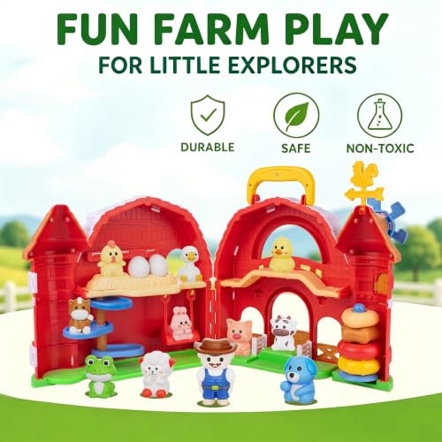 PJG Toddler Farm Animal Toys , Big Red Barn Farm Gifts for Boys Girls 1 2 3 | Baby Figures Pretend Playset, Educational Learning Montessori Toys, Birthday Gifts For 1 2 3 4 Year Old Boys and Girls - image 7