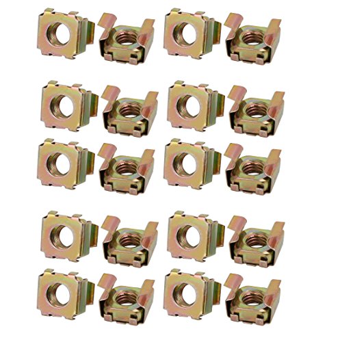 sourcingmap 20pcs Écrou à cage M8 65Mn captif en acier à ressort pour armoire d'étagère de serveur