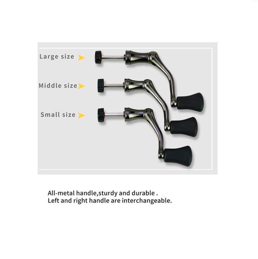 Fulvari Fishing Spinning Reel Handle,Metal Rocker Arm Spinning Reel Handle Grip for Fishing Reel Replacement Grey Large