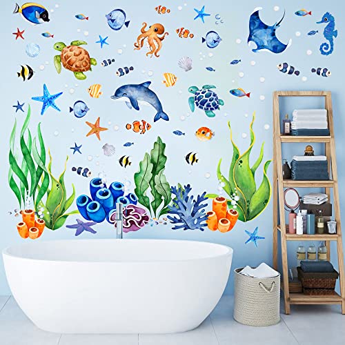 Ocean Fish Wall Decals Stickers Under The Sea Wall Decal Stickers Removable Sea Life Marine Animal Sticker Underwater Ocean Creatures Wall Decor For Kids Girls #TOP5