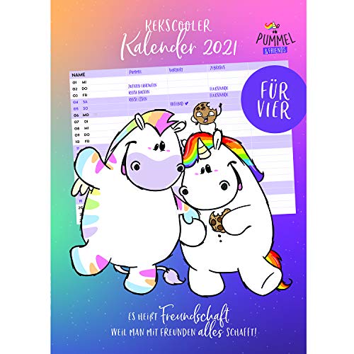 Pummel & Friends - Wandkalender für vier 2021, 43,6 x 21 cm