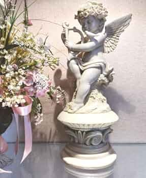 ❤️Baccarat ハープ　竪琴　天使　オブジェ❤️置物 Amazon.co.jp: 天使の置物 アイボリー系 ハープを弾くエンジェル