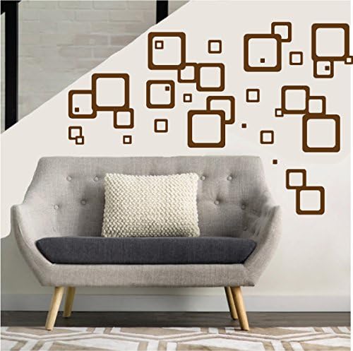 Black Retro Mod Squares Wall Decals/Modern Geometric Wall Decor (Black Squares)