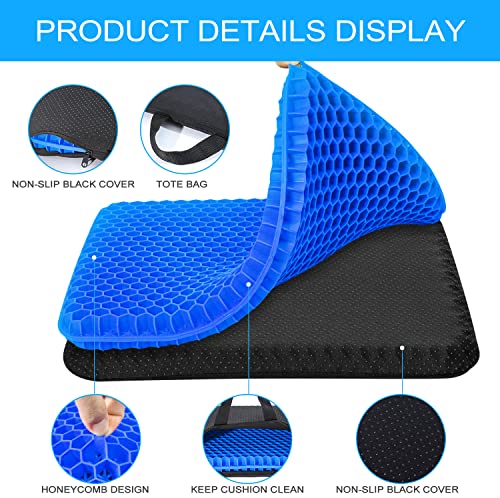 Image of Gel Seat Cushion Silicone Chair Cushion Multifunctional Comfortable Thick Double with Non-Slip Cover for Coccyx and Sciatica Ideal for Office, Home and Car