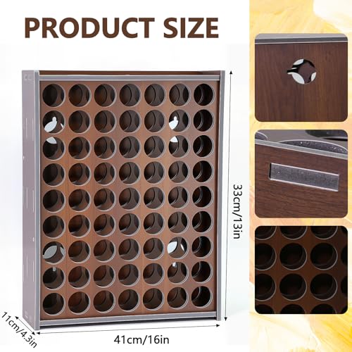 Image of Paint Organizer, 2 Pcs 63 Holes Acrylic Paint Organizer For Storage, Craft Paints Organizers For 2oz Craft Paints And Apple Barrel Vertical Storage(Walnut color)