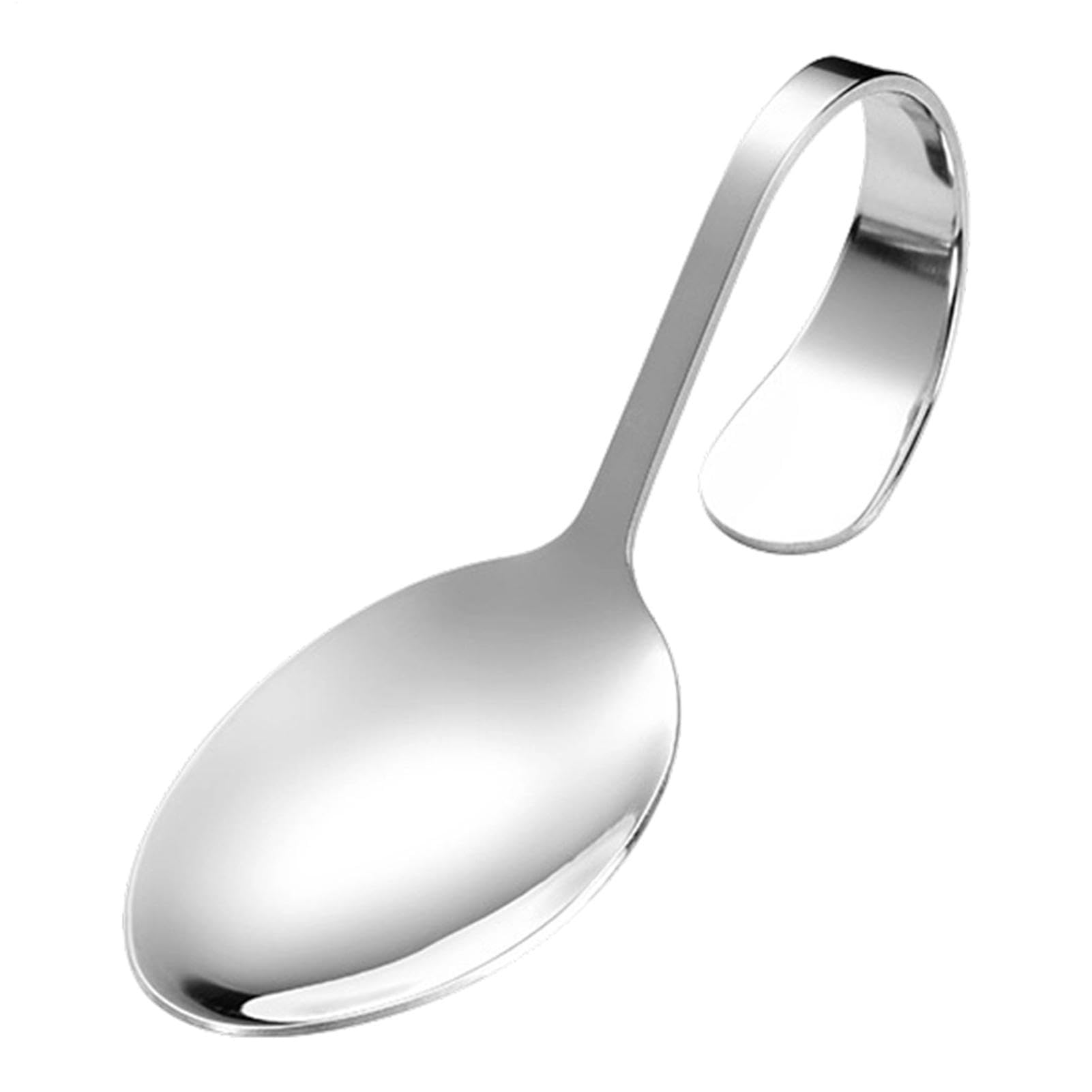 Dessertlöffel Eiscremeportionierer Mit Gebogenem Griff | Kleine Dessertlöffel aus rostfreiem Edelstahl für Catering, Würzen, Kaffee, Tee, Servieren, Bar, Suppe, Silberner Löffel