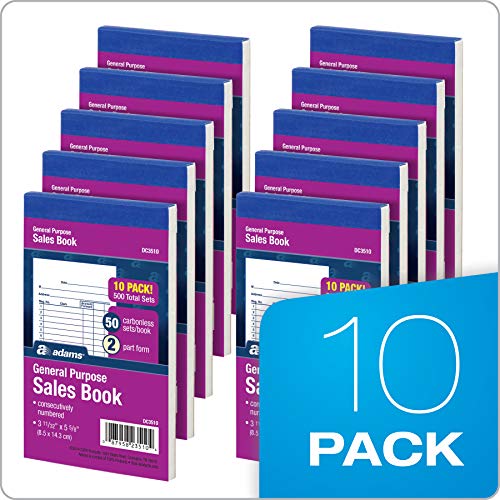 adams general purpose sales book 2-part carbonless whitecanary 3-1132 x 5-58 50 sets per book 10 pack dc3510