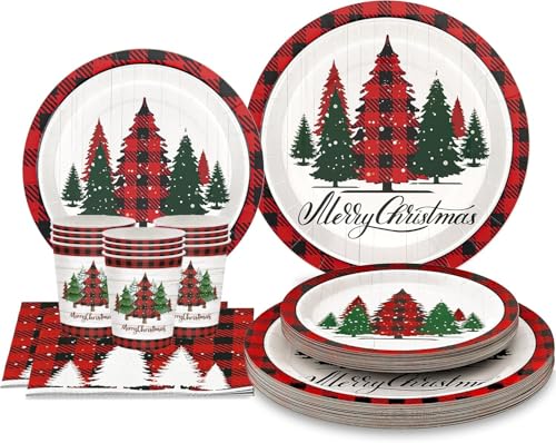 LATERN 100 Pezzi Stoviglie di Carta per Feste Natalizie, 25 x...