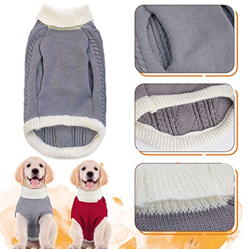 Small Dog Sweaters With Leash Hole Turtleneck Dog Sweaters Knitwear Boys Girls Warm Soft And High Stretch Pet Clothes For Fall Winter，Pet Shirts For Kitten Puppy Grey Large #TOP4