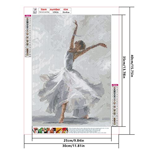 SHEGZHUC Pack of 4 Diamond Painting Ballet 30x40 cm Dancer Adult Craft Set Ballerina Cross Stitch Kits for Adults Embroidery Kit for Kids - Image 2