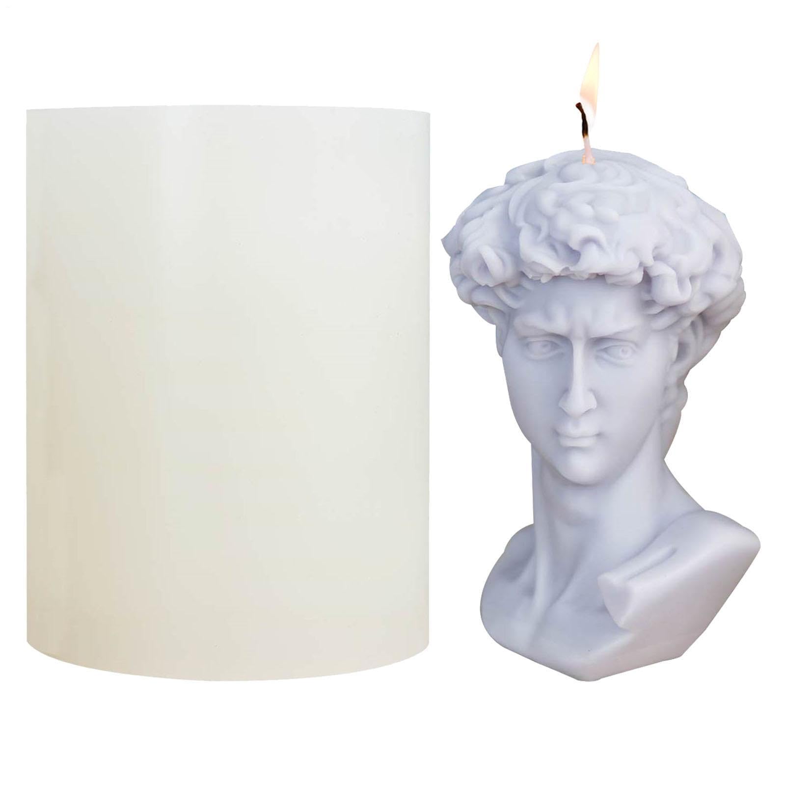 David - Stampaggio in silicone 3D da 15,7 x 11,7 x 11,7 cm | stampo flessibile per alimenti, design durevole che non si strappa, cilindro candela stampo dessert gelatina helad