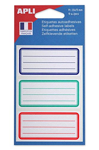 APLI 111981 - Bolsa de 9 etiquetas escolares 35 x 75 mm