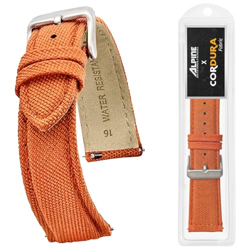 Image of Alpine Cordura Fabric Watch Band - Quick Release Replacement Watch Bands - Water Resistant Back Lining Leather Strap - Watch Bands for Women & Men - Compatible with Regular & Smart Watch Bands