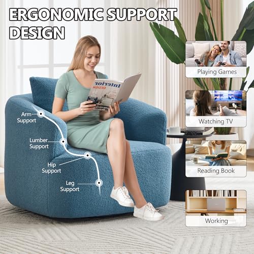 Sillón giratorio peluche azul miniatura 5